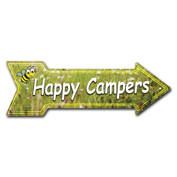 Signmission Happy Campers Arrow Sign Funny Home Decor 24in Wide P-ARROW8-999833 - main